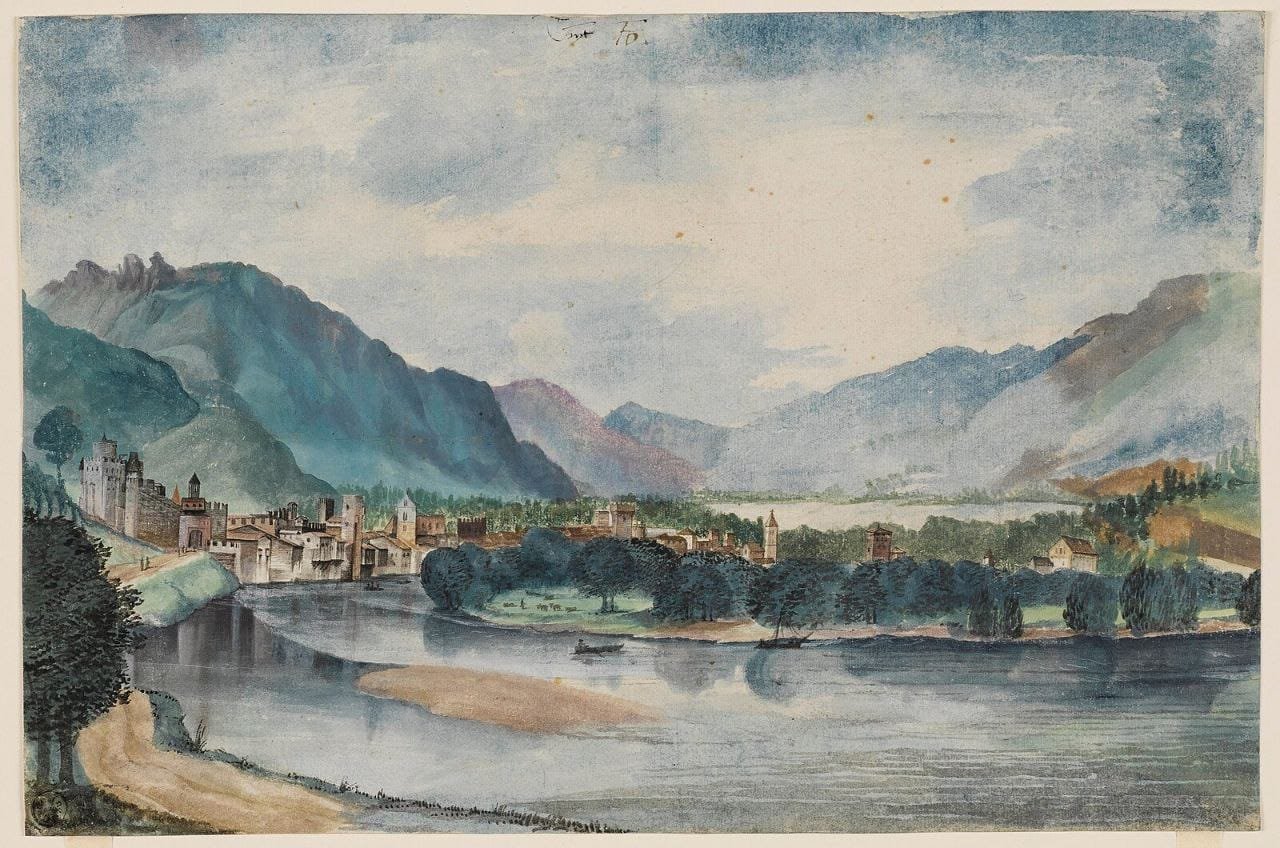 View of Trento (1495) Artist: Albrecht Dürer (Germany, 1471–1528)