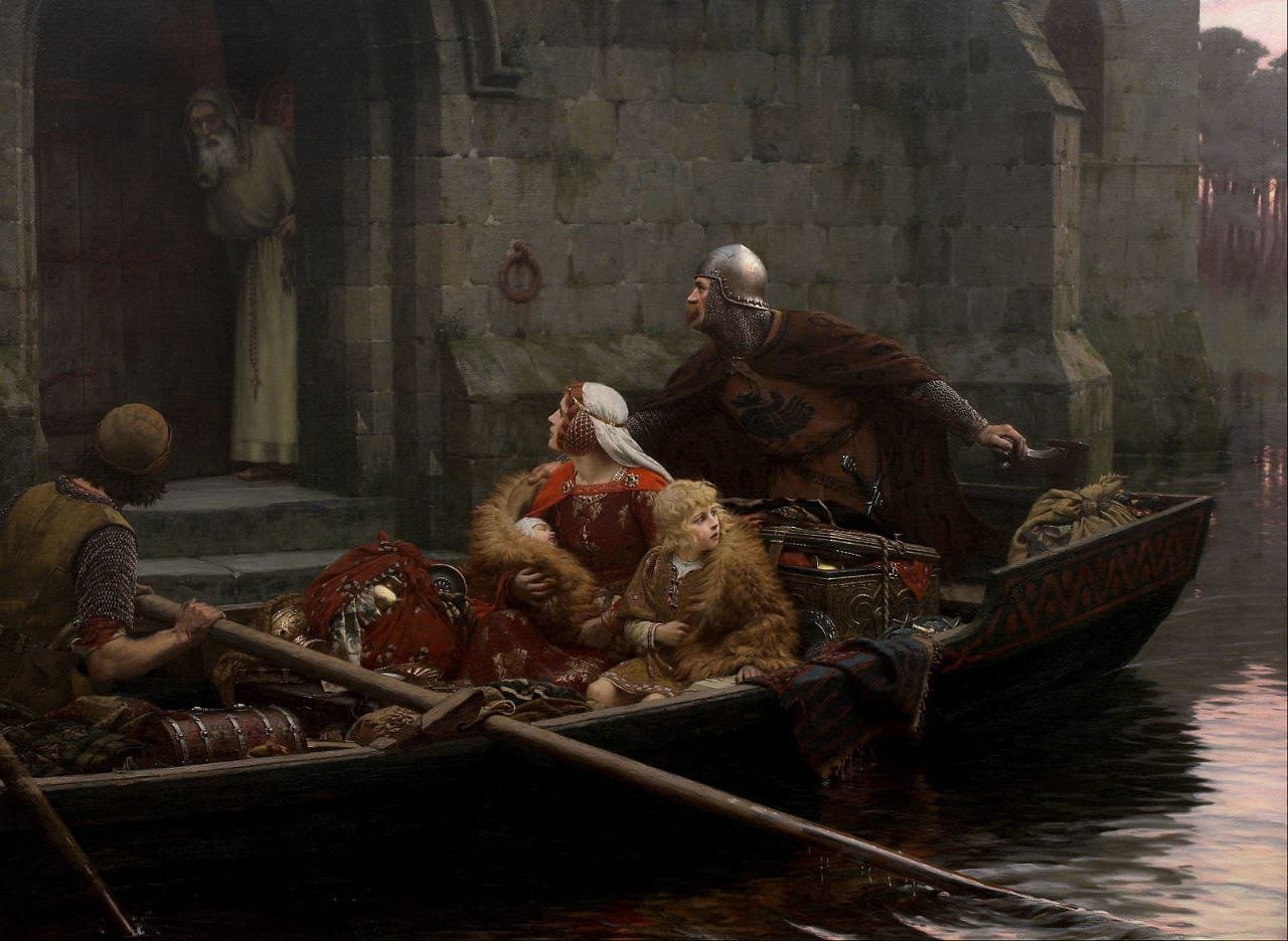 In Time of Peril (1897) Artist: Edmund Leighton (England, 1852–1922)
